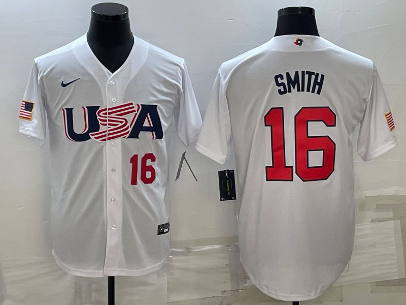 Men 2023 World Cub USA #16 Smith White Nike MLB Jersey6->more jerseys->MLB Jersey